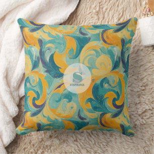 Emerald Green und Gold Paisley Inspiriert Abstrakt Kissen