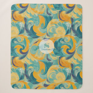 Emerald Green und Gold Paisley Inspiriert Abstrakt Sherpadecke