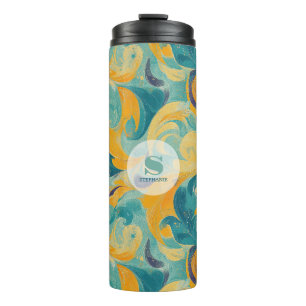 Emerald Green und Gold Paisley Inspiriert Abstrakt Thermosbecher