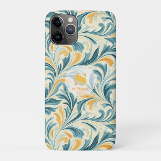Emerald Green und Gold Paisley Leaf Muster Case-Mate iPhone Hülle (Rückseite)