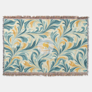 Emerald Green und Gold Paisley Leaf Muster Decke