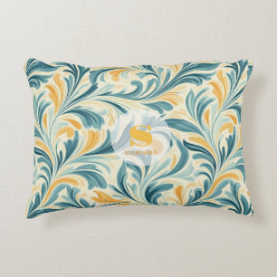 Emerald Green und Gold Paisley Leaf Muster Dekokissen