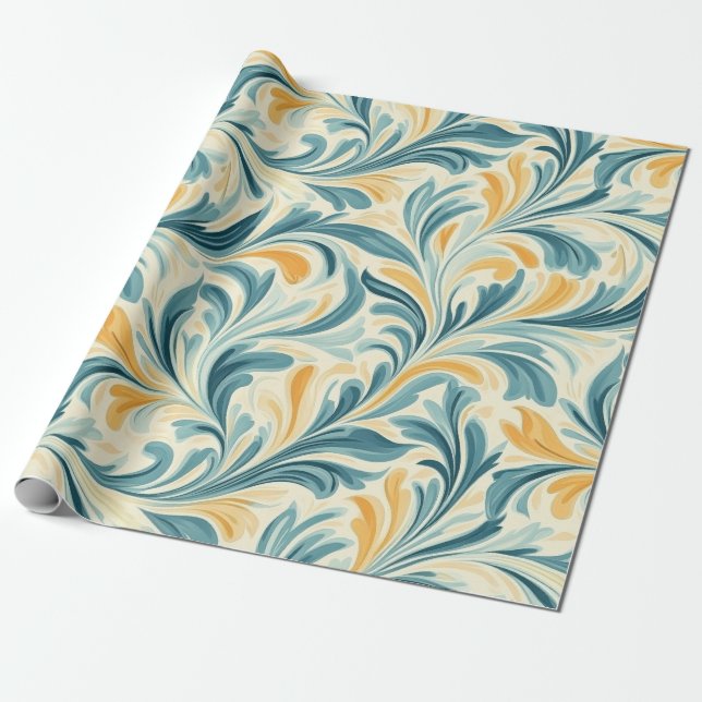 Emerald Green und Gold Paisley Leaf Muster Geschenkpapier (Ungerollt)