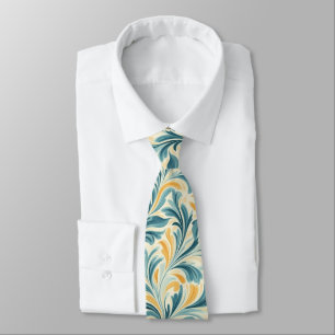 Emerald Green und Gold Paisley Leaf Muster Krawatte