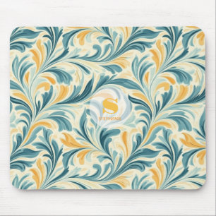 Emerald Green und Gold Paisley Leaf Muster Mousepad