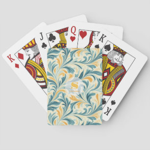 Emerald Green und Gold Paisley Leaf Muster Spielkarten