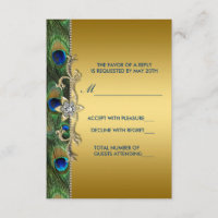 Emerald Green und Gold Peacock Wedding RSVP