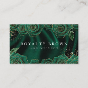 Emerald Green und Gold Rose Business Card Visitenkarte