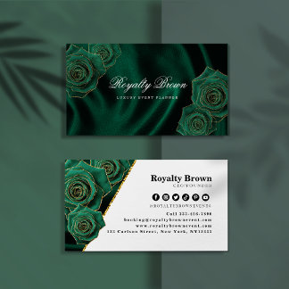 Emerald Green und Gold Rose Business Card Visitenkarte