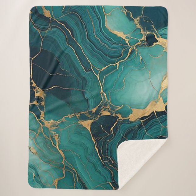 Emerald Green und Gold Sherpa Blanket Bliss Sherpadecke (Vorderseite)