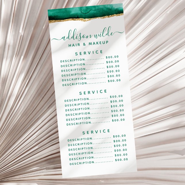 Emerald Green und Gold Watercolor Rack Card Werbekarte (Von Creator hochgeladen)
