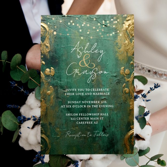 Emerald Green und Gold Wedding Einladung (Von Creator hochgeladen)