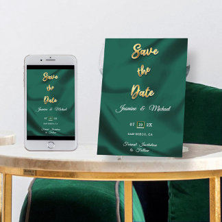 Emerald Green und Gold Wedding Minimalistisches El Save The Date