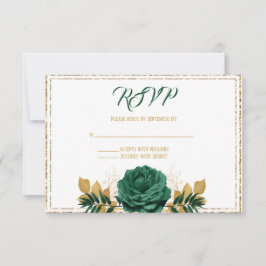 Emerald Green und Gold Wedding RSVP Karte