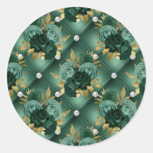 Emerald Green und Gold Wedding Runder Aufkleber