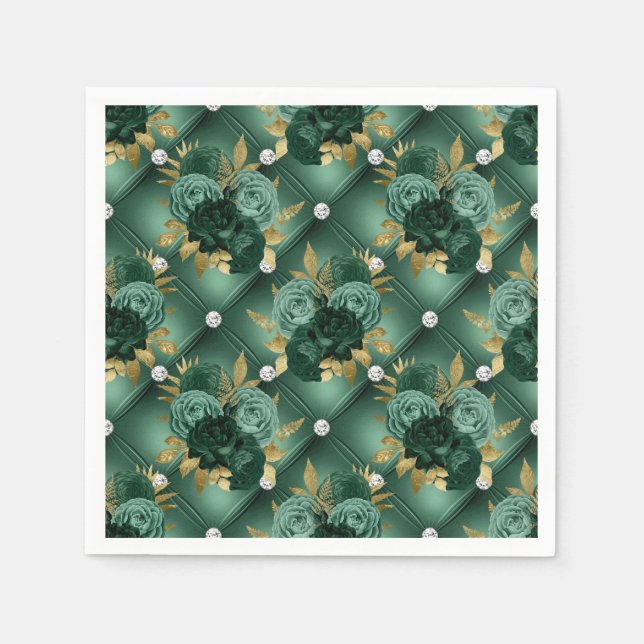 Emerald Green und Gold Wedding Serviette (Vorderseite)