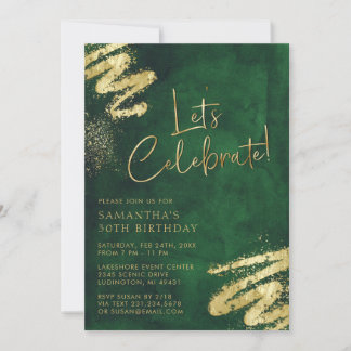 Emerald Green und Gold zum Geburtstag Einladung