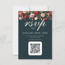 Emerald Green und Red Tulip Wedding RSVP Karte