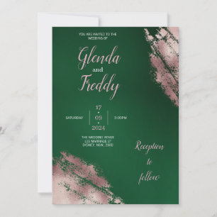 Emerald Green und Rose Gold Wedding Einladung