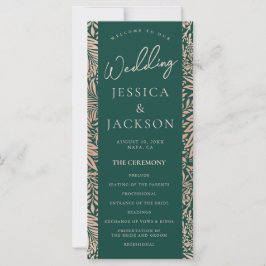 Emerald Green und Rose Gold Wedding Program