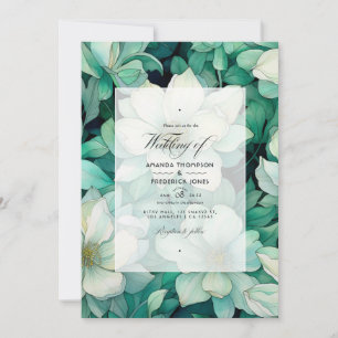 Emerald Green und Silver Floral Wedding Einladung