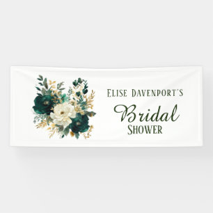 Emerald Green und White Gold Peonies Wedding Banner