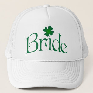 Emerald Green und White Kleeblatt Bride Cap Truckerkappe
