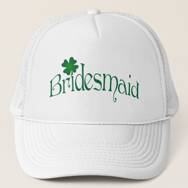 Emerald Green und White Kleeblatt Bridesmaid Cap Truckerkappe (Vorderseite)