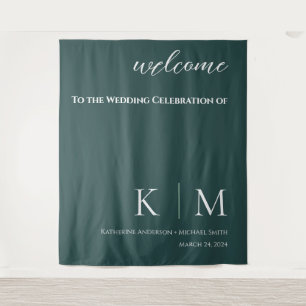 Emerald Green und White Wedding- Wandteppich