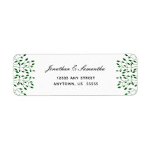 Emerald Green Vines Elegante Script-Rücksendeadres