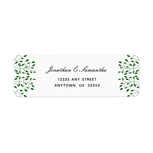 Emerald Green Vines Elegante Script-Rücksendeadres (Vorne)