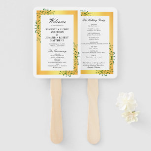 Emerald Green Vines Gold Elegantes Hochzeitsprogra Fächer