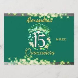 Emerald Green Vintag Boho Quinceañera Spanisch Menükarte
