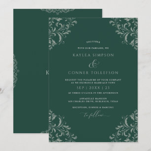 Emerald Green Vintag Elegante Wedding Einladung
