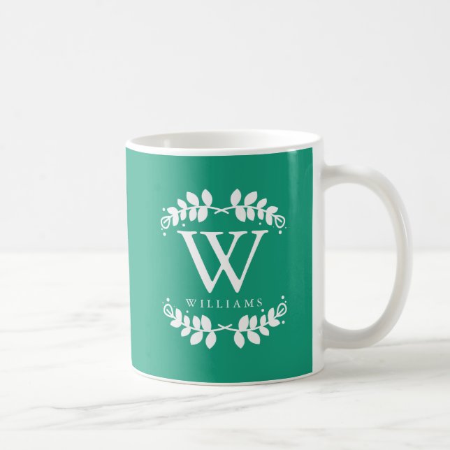 Emerald Green Vintag Monogram Tasse (Rechts)
