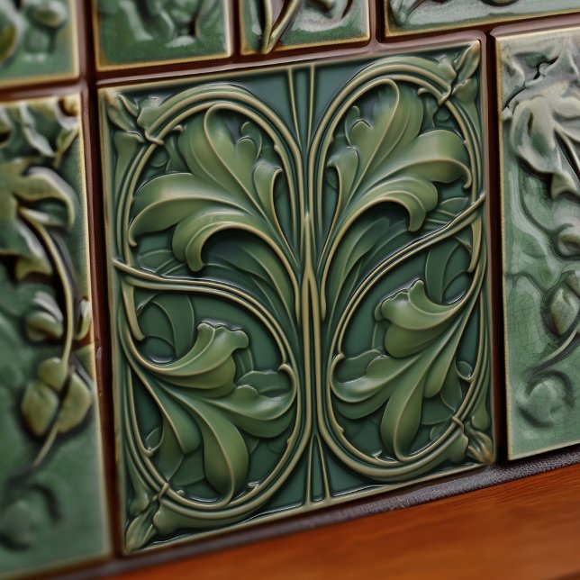 Emerald Green Wall Deco Art Nouveau Ceram Fliese (Von Creator hochgeladen)
