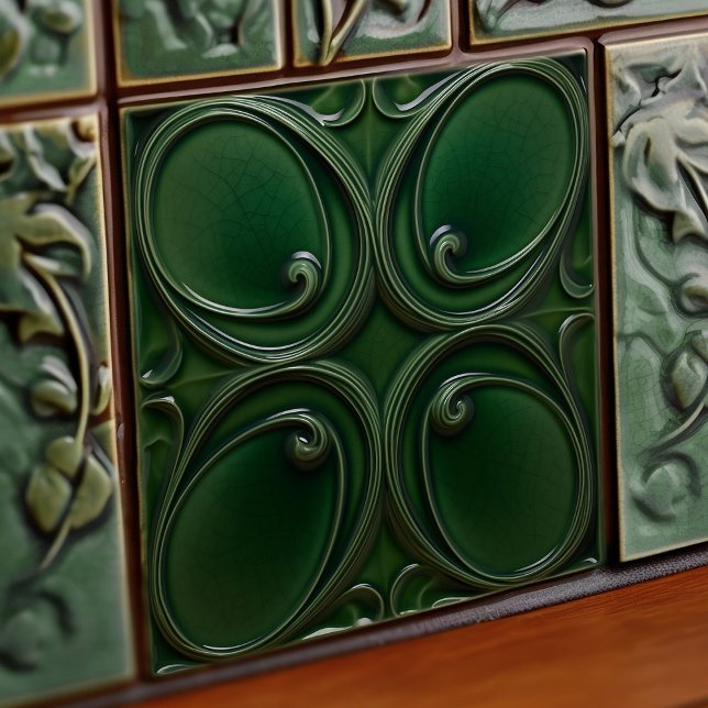 Emerald Green Wall Deco Art Nouveau Ceram Fliese (Von Creator hochgeladen)