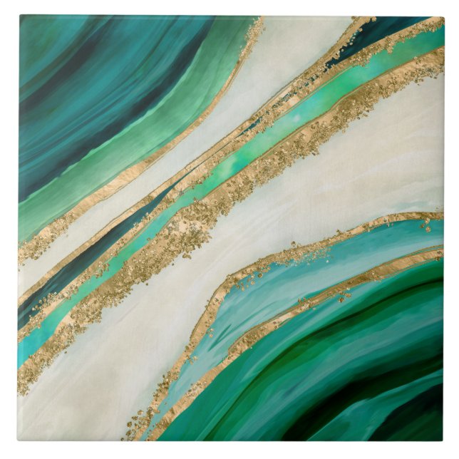 Emerald green watercolor and gold fliese (Vorderseite)