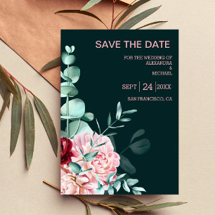 Emerald Green Watercolor Burgundy Blume Hochzeit Save The Date