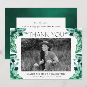 Emerald Green Watercolor Crystals Foto Abschluss Dankeskarte