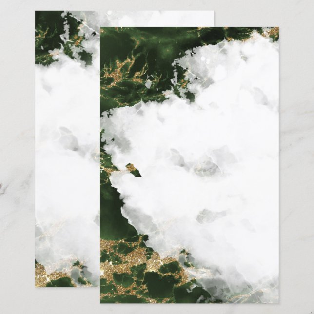 Emerald Green Watercolor Geode Blank Stationierung (Vorne/Hinten)
