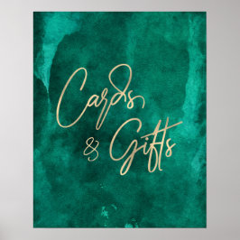 Emerald Green Watercolor Hochzeitskarten & Geschen Poster