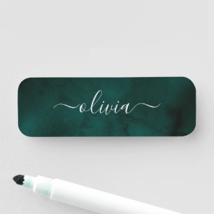 Emerald Green Watercolor Monogram Namensschild