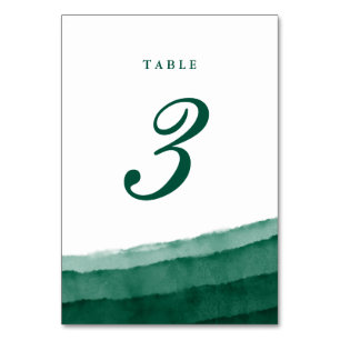 Emerald Green Watercolor Wedding Tischnummer