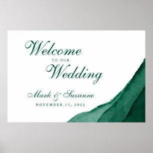 Emerald Green Watercolor Willkommen bei unserer Ho Poster
