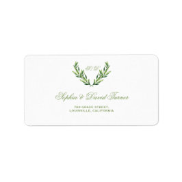 Emerald Green Watercolor Wreath Wedding Adressaufkleber