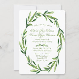 Emerald Green Watercolor Wreath Wedding Einladung