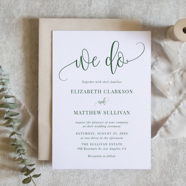 Emerald Green We Do Modern Calligraphy Wedding Einladung (Emerald Green We Do Modern Calligraphy Wedding Invitation)