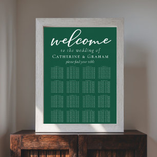 Emerald Green Wedding 16 Table Seating Chart Poster