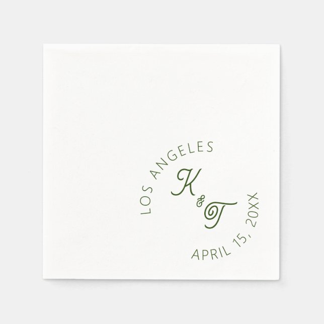 Emerald Green Wedding Cocktail Napkin Serviette (Vorderseite)